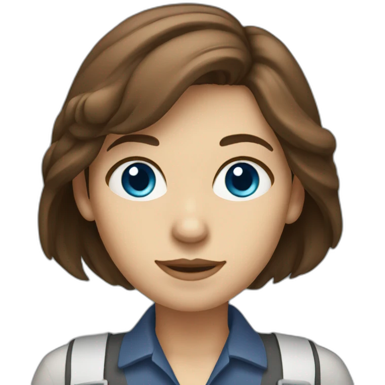 Women engineer, brown hair, blue eyes emoji