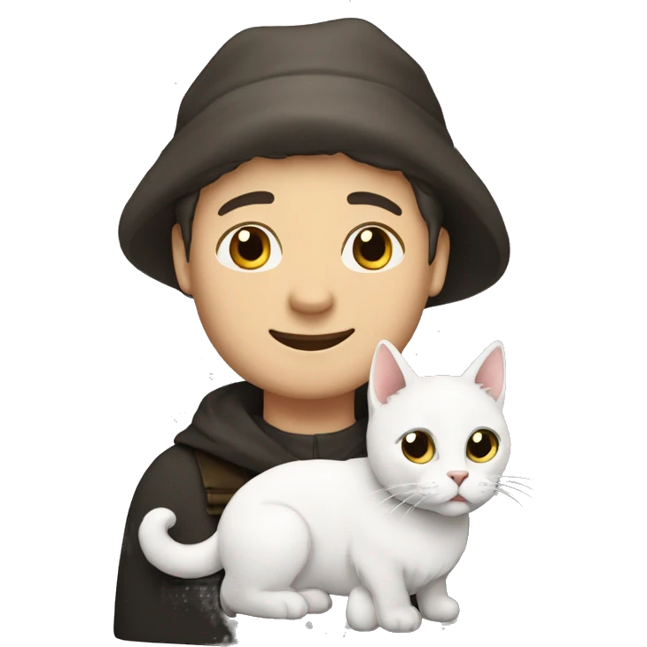 À sheperd german with a White cat with a Little of black color emoji