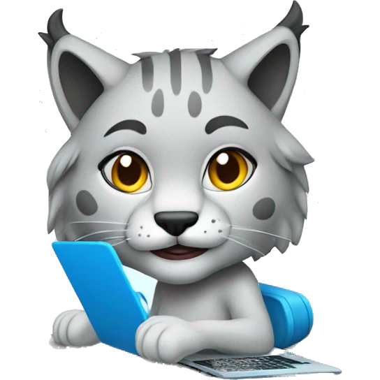 A blue lynx with a laptop emoji