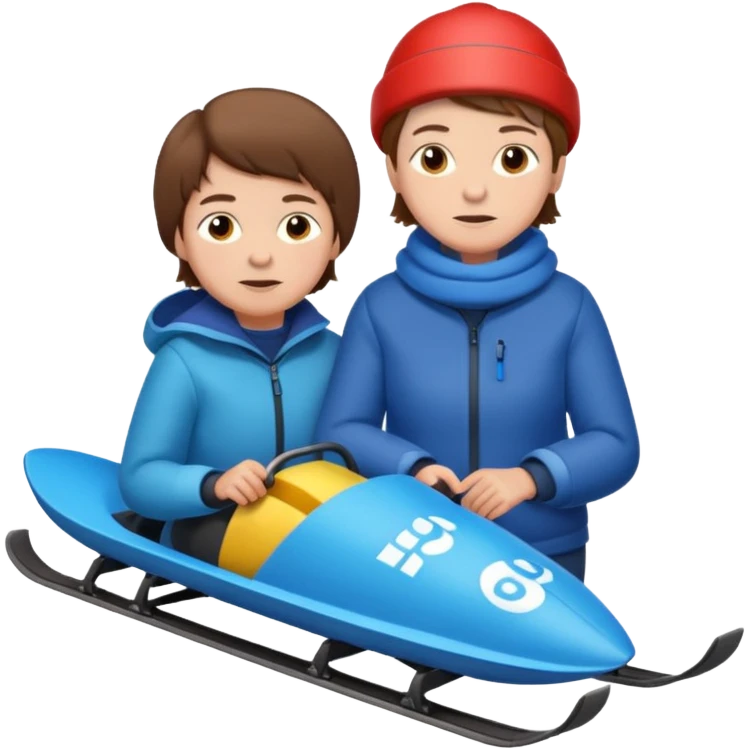 Two man bobsled boy with brown hair age 11 and his grandma emoji
