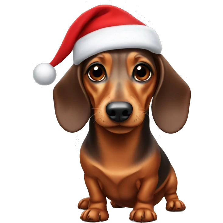 dachshund with santa hat emoji