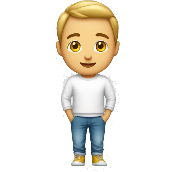 Menino com blusa de moletom Branco  emoji