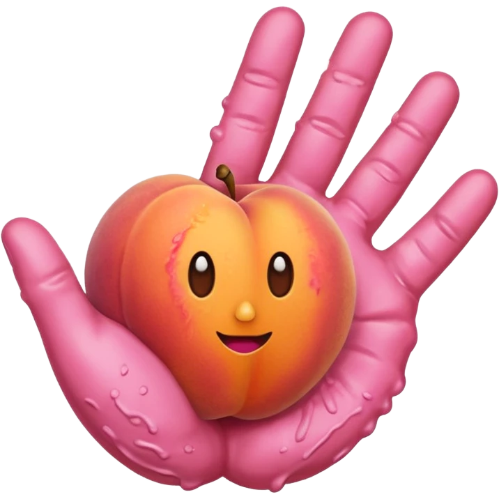 Peach with hand print emoji