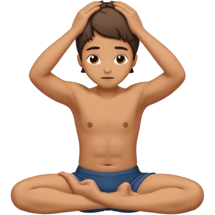 A person shaking back and forth with hands on head and knees curled up to chest area emoji