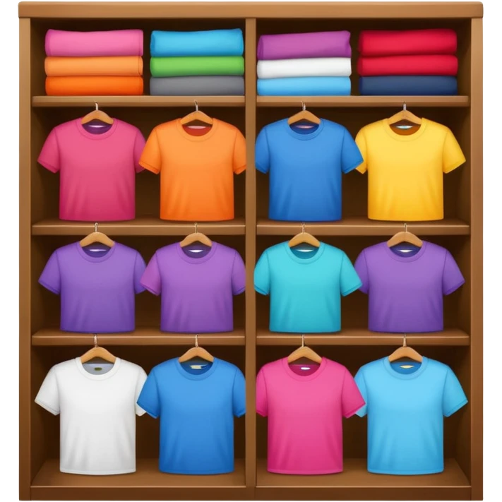 A closet with T-shirts in different colors. emoji