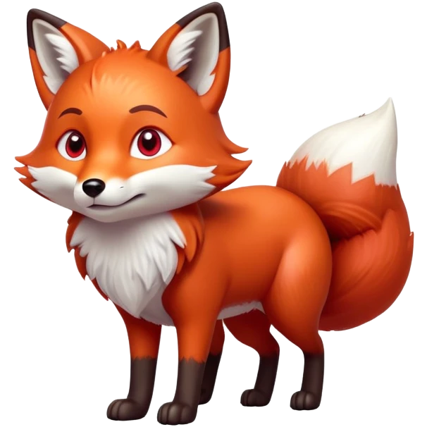 cinematic-noble [fox]-realistic-full-body-standing on all fours-emoji,-tail-tucked-close,-head-tilted-dramatically,-fox-[red]-fur,-simplified-yet-realistic-focused-features,-highly-detailed,-glowing-with-an-almost-sarcastic-glow  expressive eyes emoji