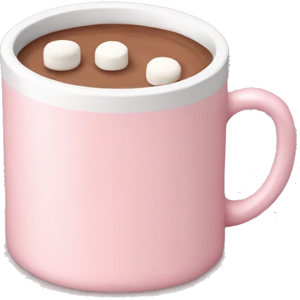Light Pink mug of hot chocolate with marshmallows  emoji