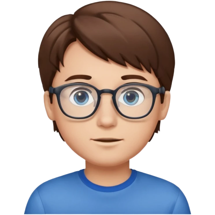 a boy with brown hair and blue eyes glasses emoji