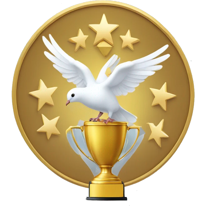trophy with 3 doves flying out of the top emoji