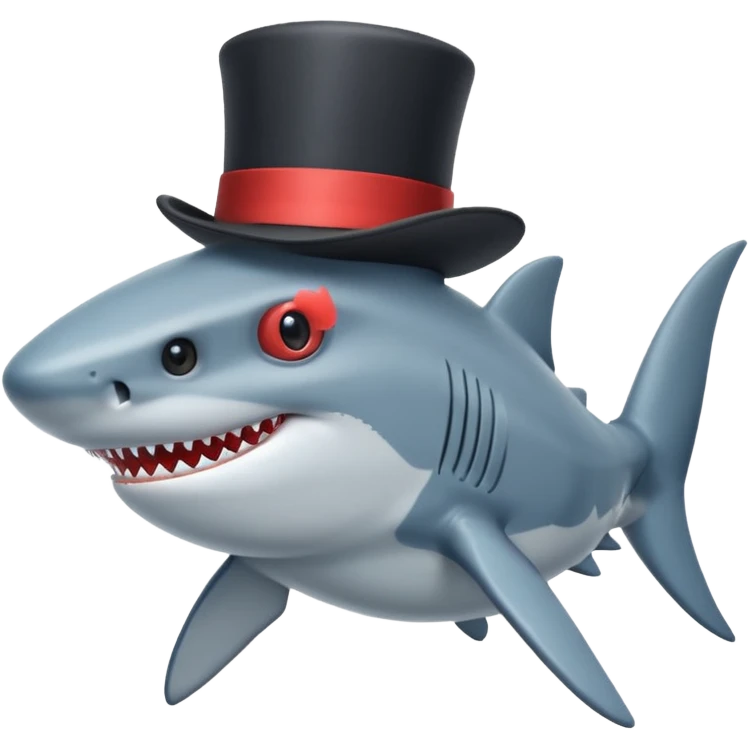 Shark with a top hat emoji