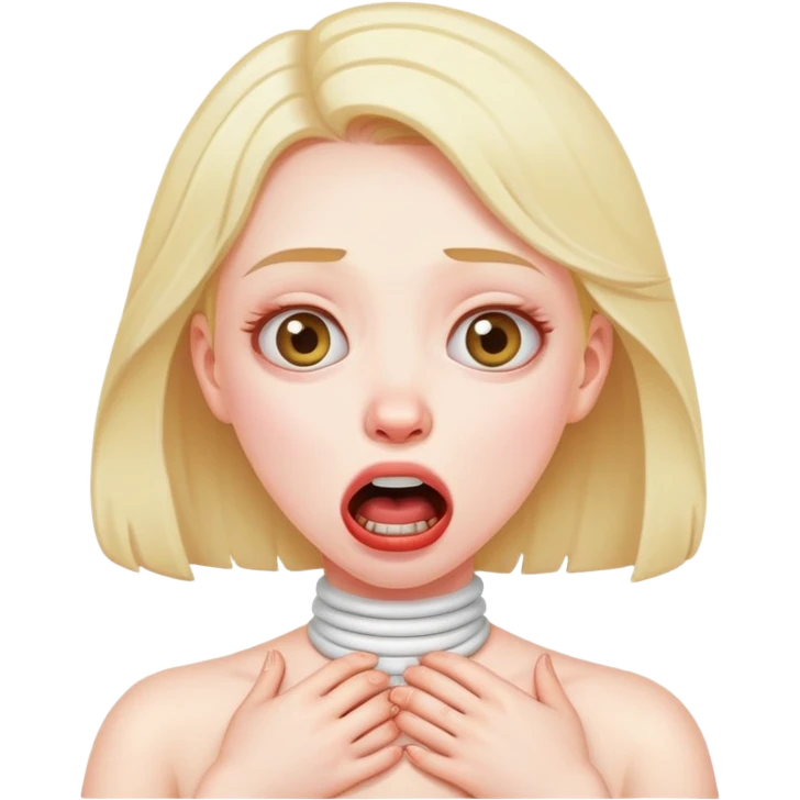 emoji of girl chocking herself exaggerated funny emoji