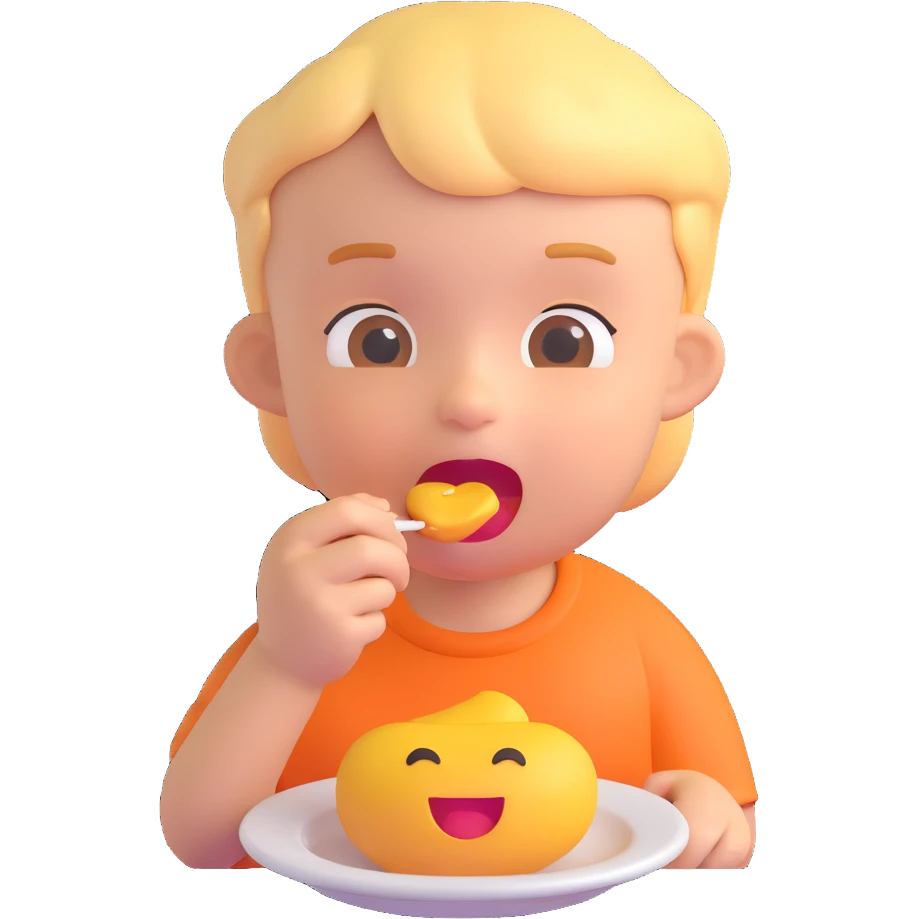 kid eating, 3D emoji style emoji