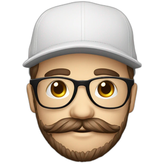 Joven piel blanca gorra levemente gordo con poca barba audífonos lentes hipster emoji