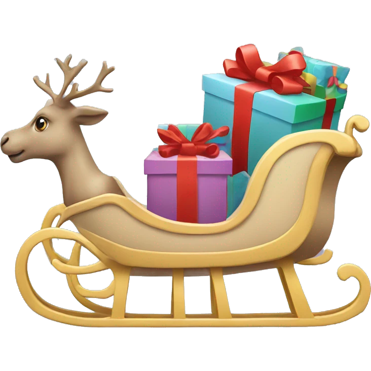 beige sleigh with gifts emoji
