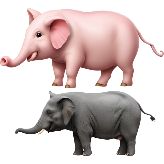 A pig holding hands with an elephant emoji