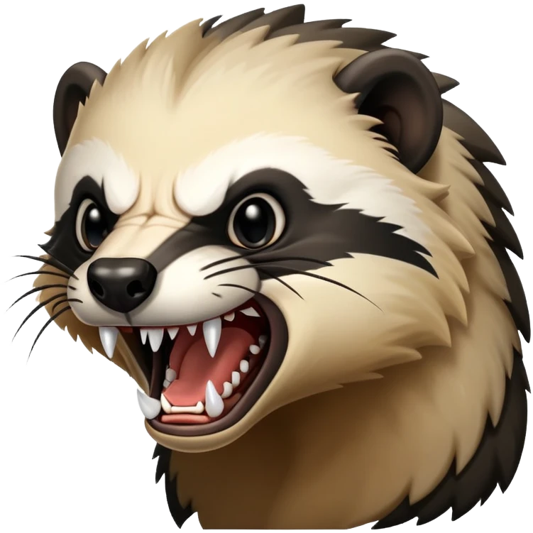 angry honey badger, furious, showing teeth, aggressive pose emoji