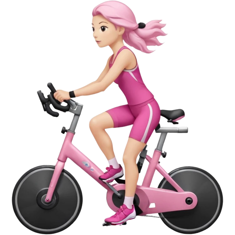 Bicycles Ergonomic bicycle of gym: seated white woman with hair in pink clothes  emoji
