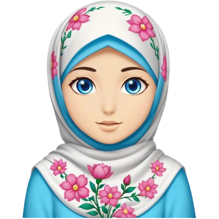 Turkish beautiful finish Konya girl blue eyes with hijab and blooming dress emoji