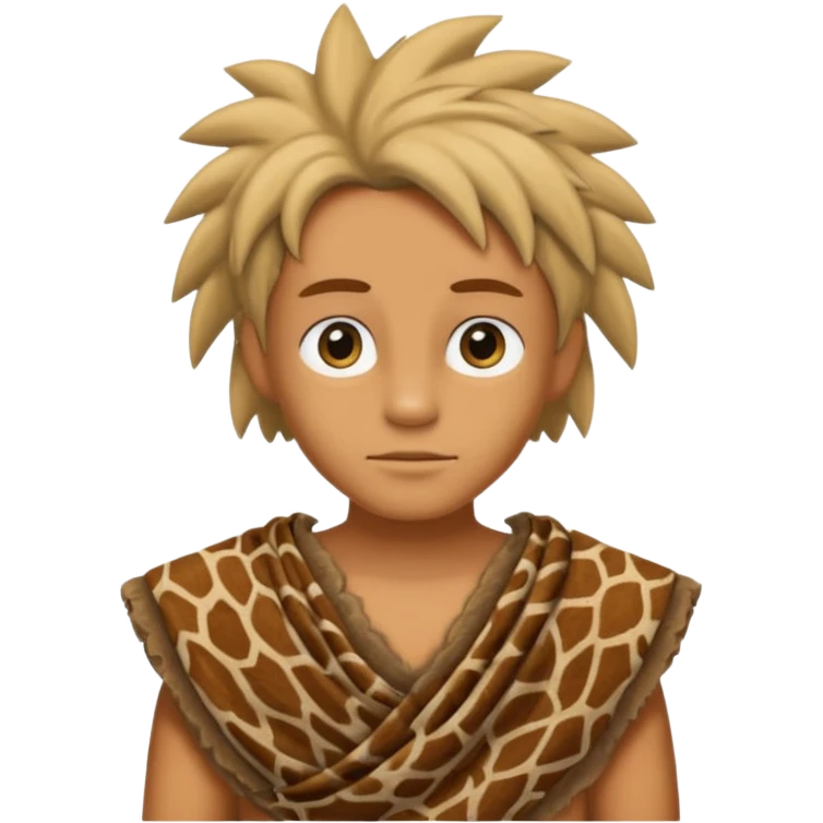 a simson wearing ancient animal skin cloth, half body, icon emoji