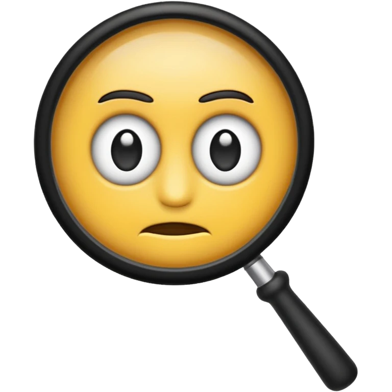 serious emoji with magnifying glass with white handle emoji