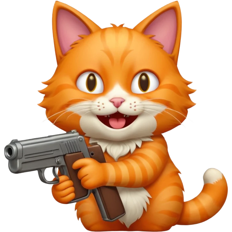 A cat with a gun laughing emoji