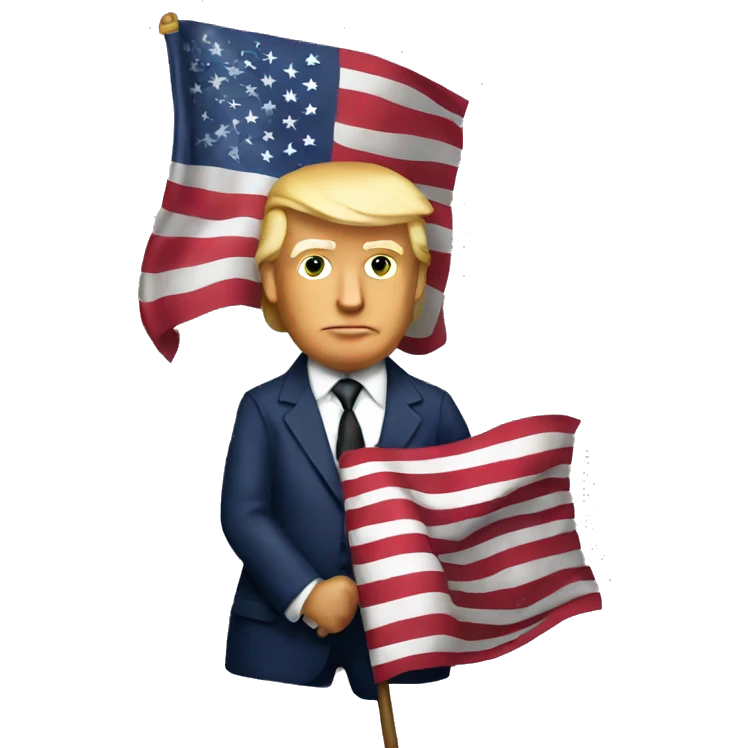 Donald trump holding an American flag emoji