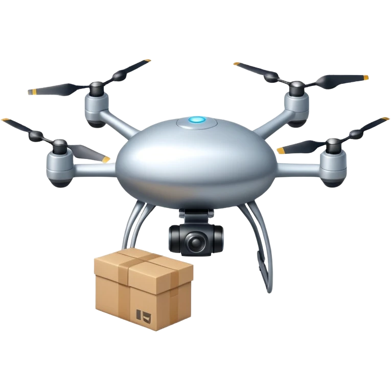 Automated drones deliver packages swiftly above streets emoji