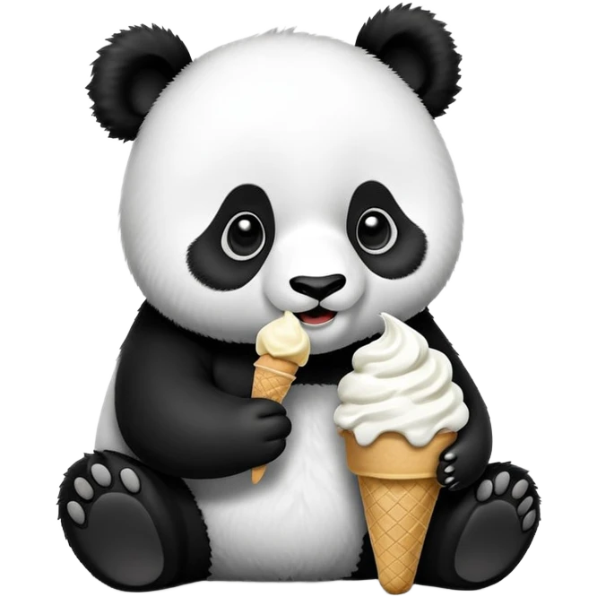 Panda eating ice cream emoji