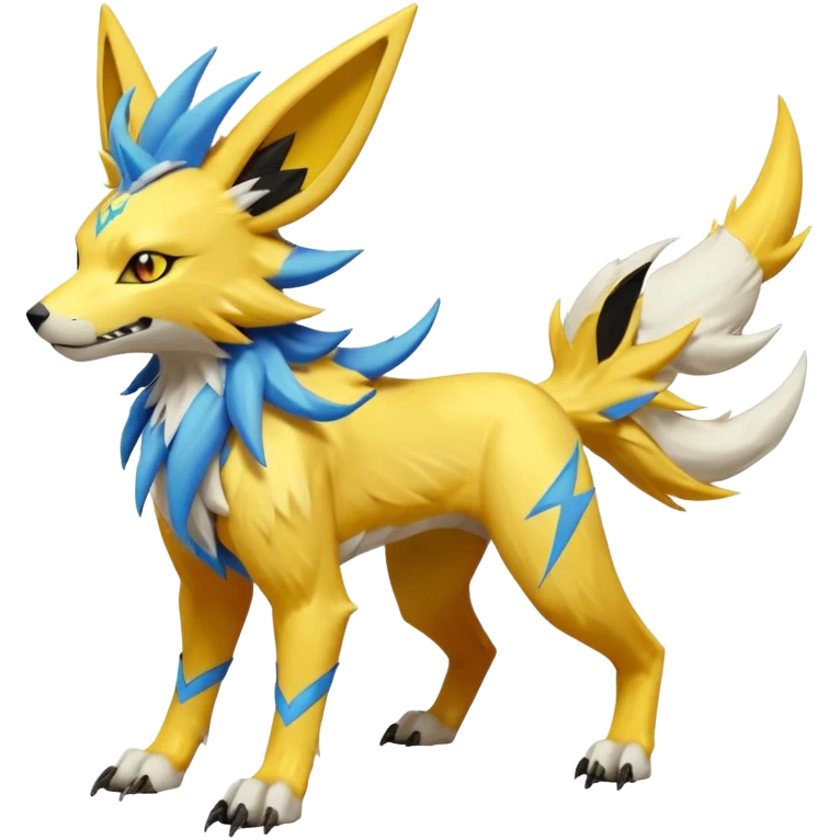 Feral Quadrupedal Digitigrade Electrike-Jolteon-Renamon-Zeraora-Vernid-Sergal-fusion-hybrid-creature, full body  emoji