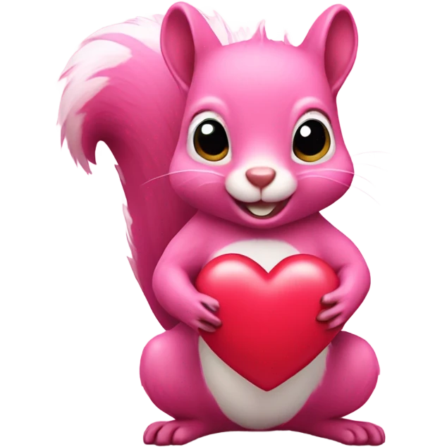 pink squirrel holding a heart emoji