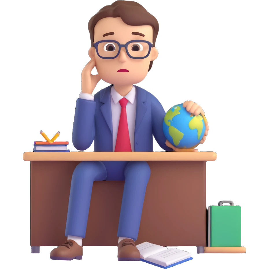 exhausted teacher in a bustling classroom emoji