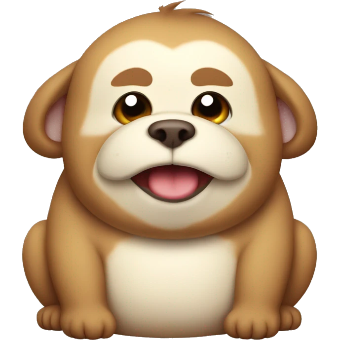 chubby monkey dog with a belly emoji