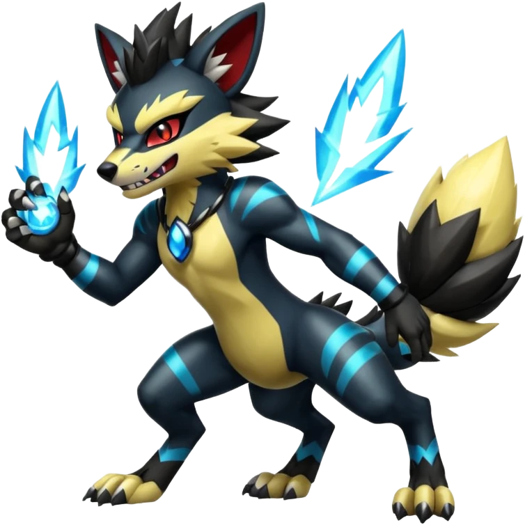 Shiny furry cool Zeraora-Obstagoon-fusion emoji