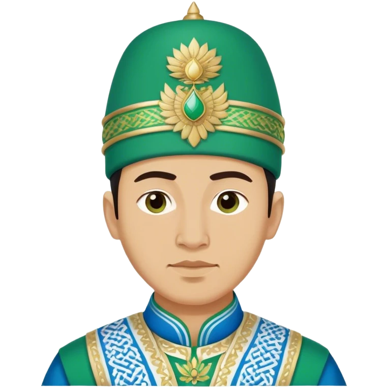 uzbek man with green and blue national outfit without hat emoji
