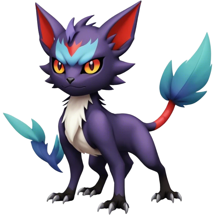 Edgy Cool Kawaii Litten-Noivern-Noibat-Absol-Pokémon Full Body emoji