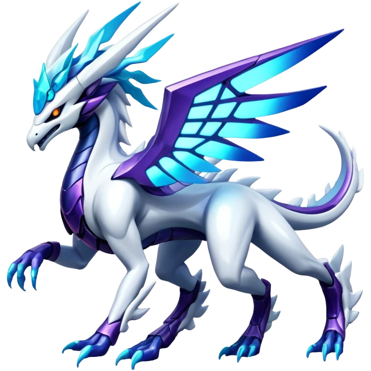 Colorful Futuristic Modern Epic Legendary Shiny Cyber-Suicune-Dialga-Reshiram-Creature, (full body) emoji