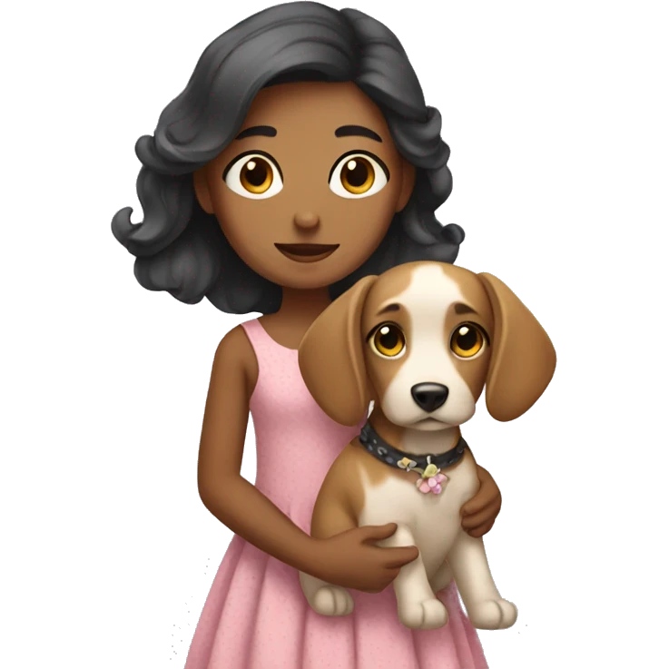 girl with dog in dress emoji
