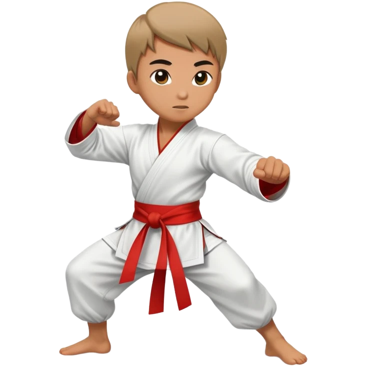Martial artist in dynamic kung fu pose, wearing traditional loose outfit with sash emoji