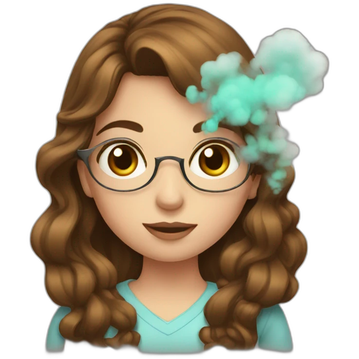 a girl with brown hair and a bow using a vape emoji