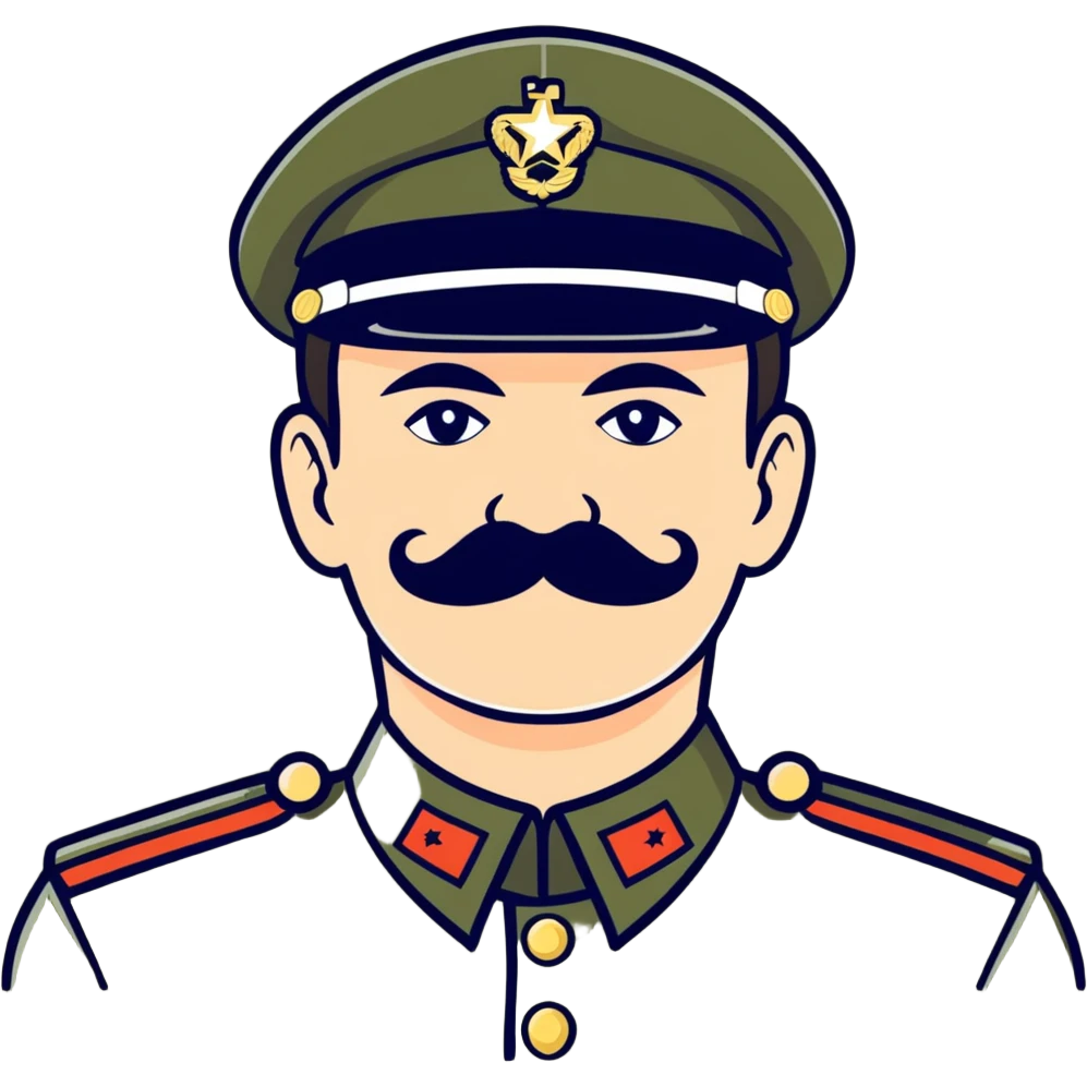 historical figure with a mustache and military uniform emoji