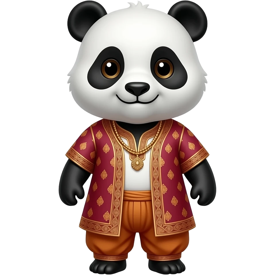 panda in indian traditional clothe half body front facing emoji