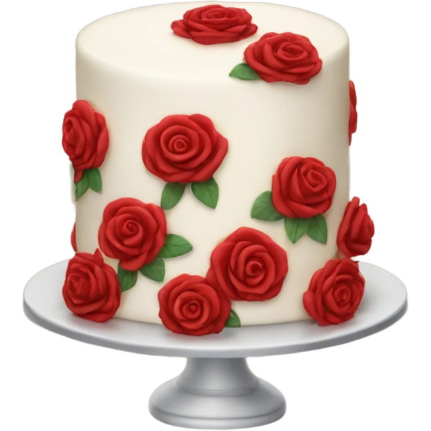 White cake with red roses emoji