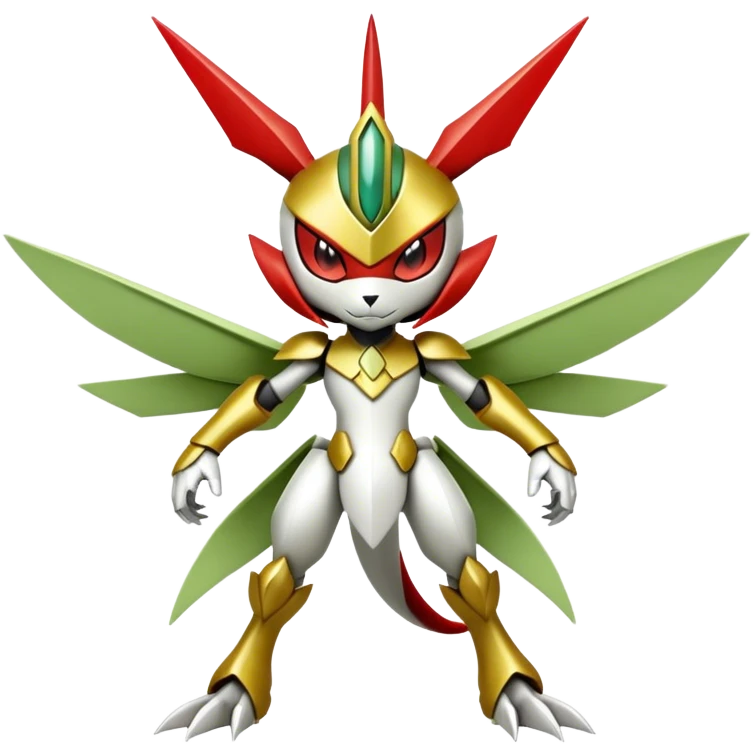 Cute Cool Edgy Shiny Ethereal Legendary Kartana-Digimon-Scizor-hybrid full body emoji