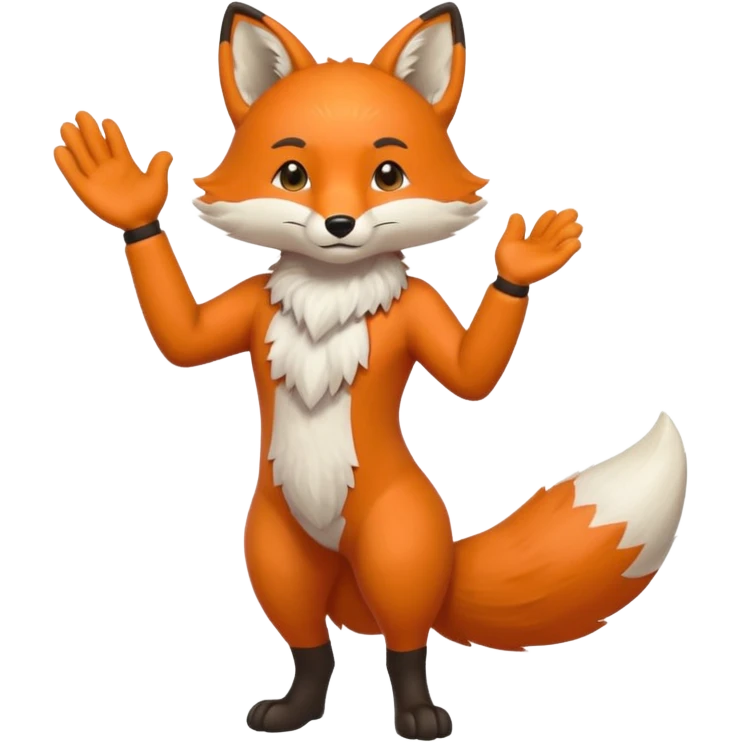 A full boddy orange fox that haves a hand slap  emoji