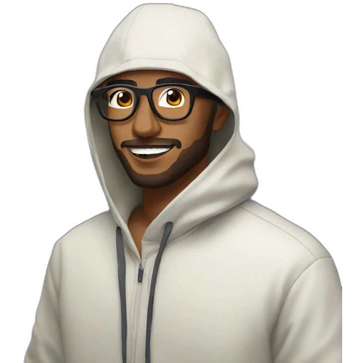 Arabian rapper with glasses in front of fuji mountain emoji