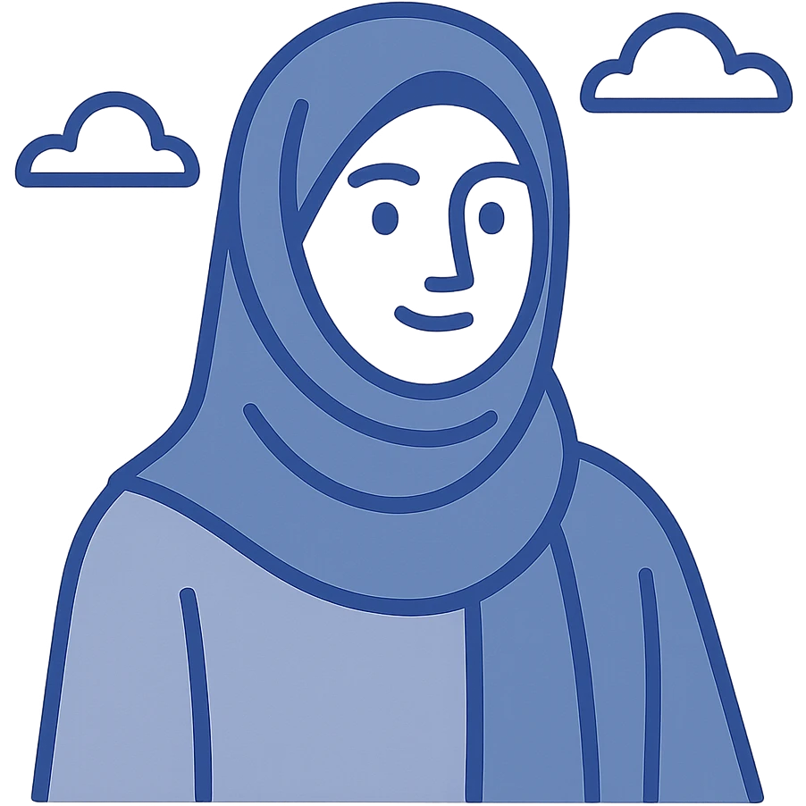perempuan berhijab, flat design style, simple and elegant emoji