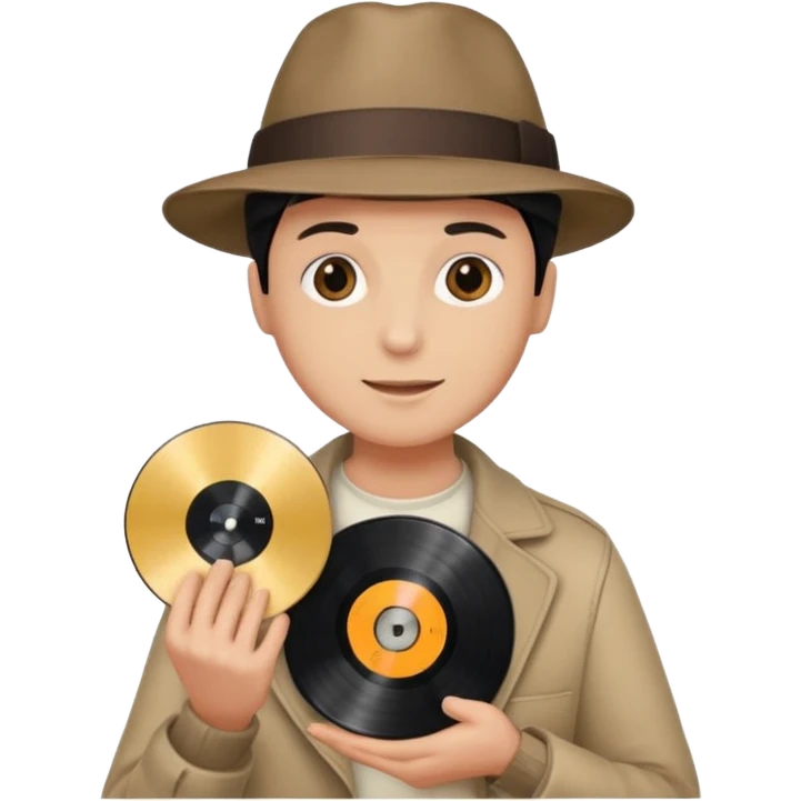 Record Collector + vinyl disc, Vintage Collectors. emoji