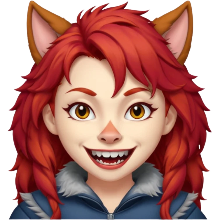 Werewolf red hair girl with a smile emoji