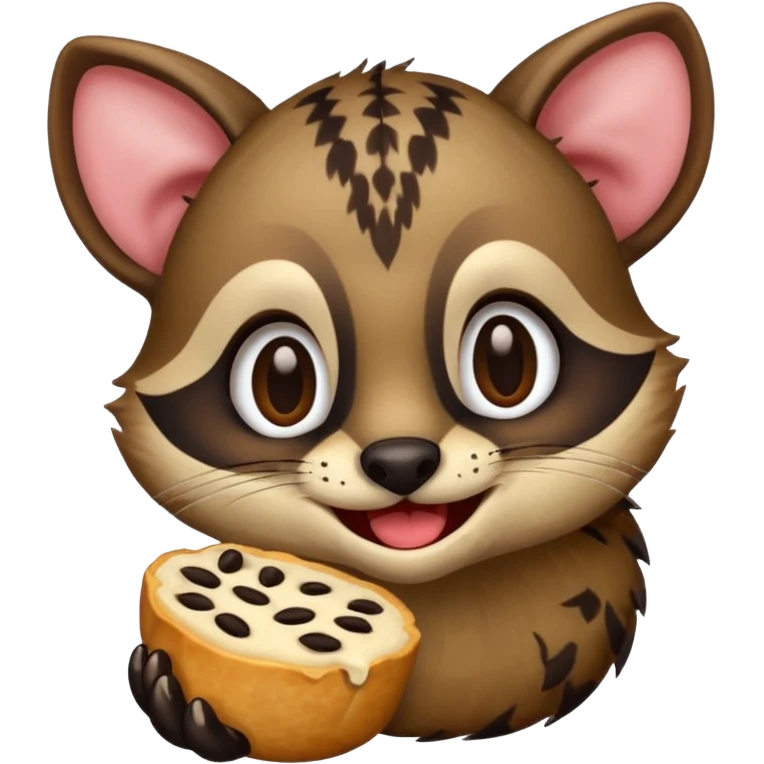 civet emoji with enjoying food emoji