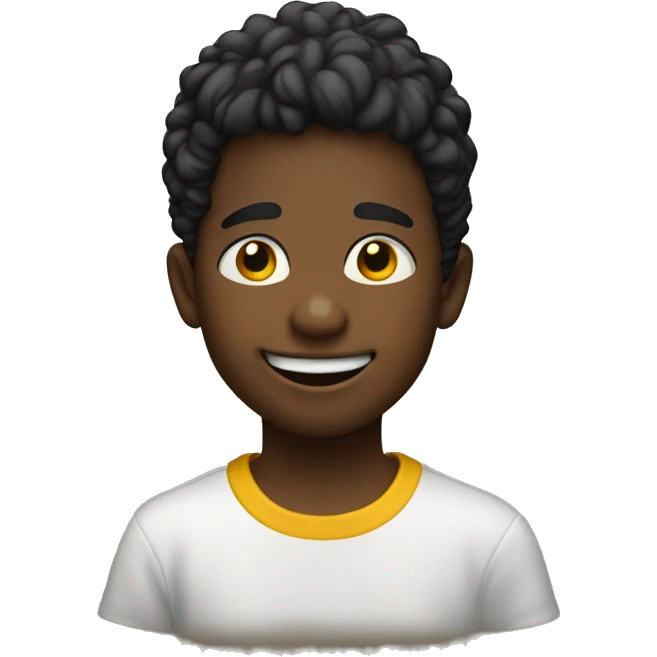Niño contento negros y una remera de color mostaza y con un sonrisa  emoji